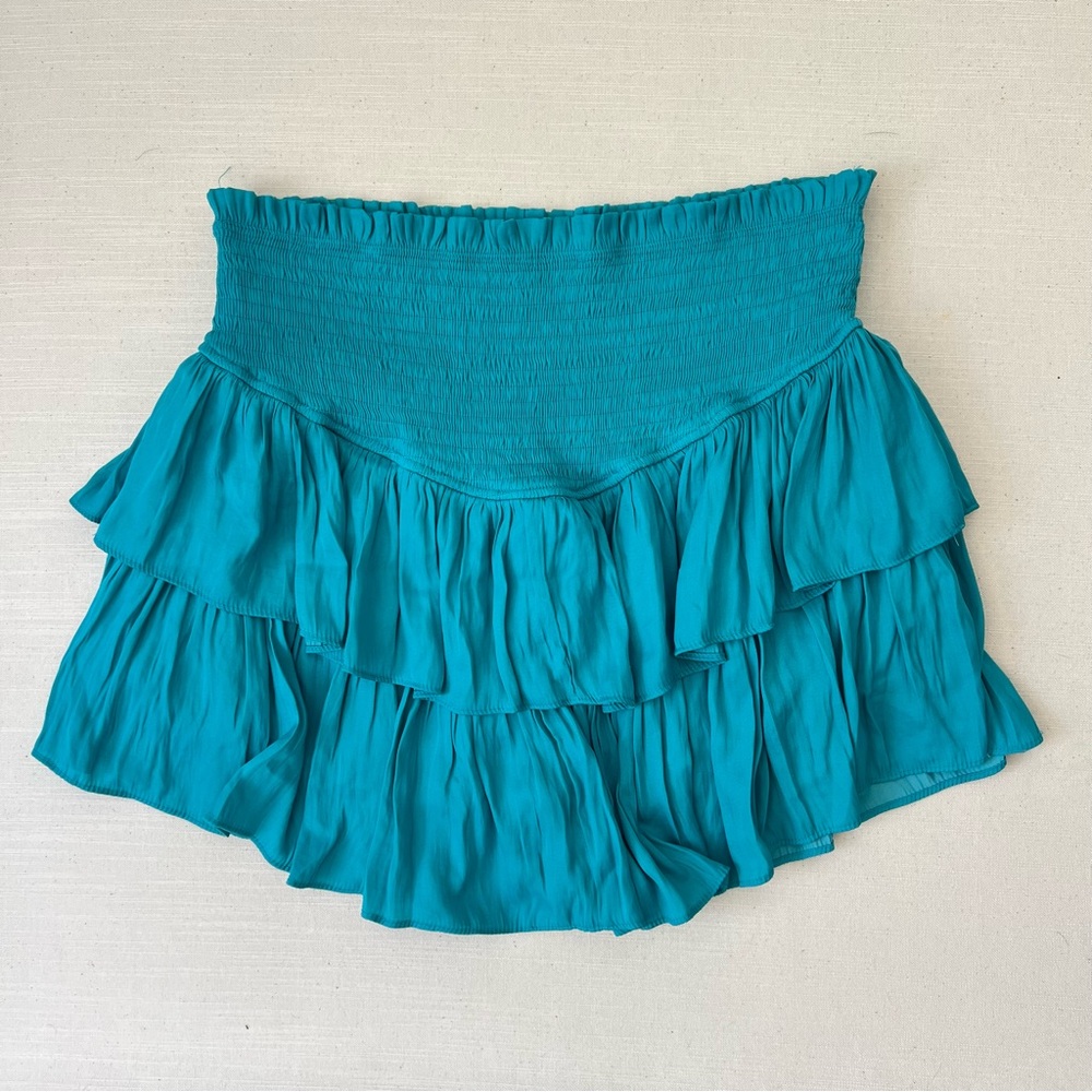 Mustard Seed Teal Smocked Ruffle Skort